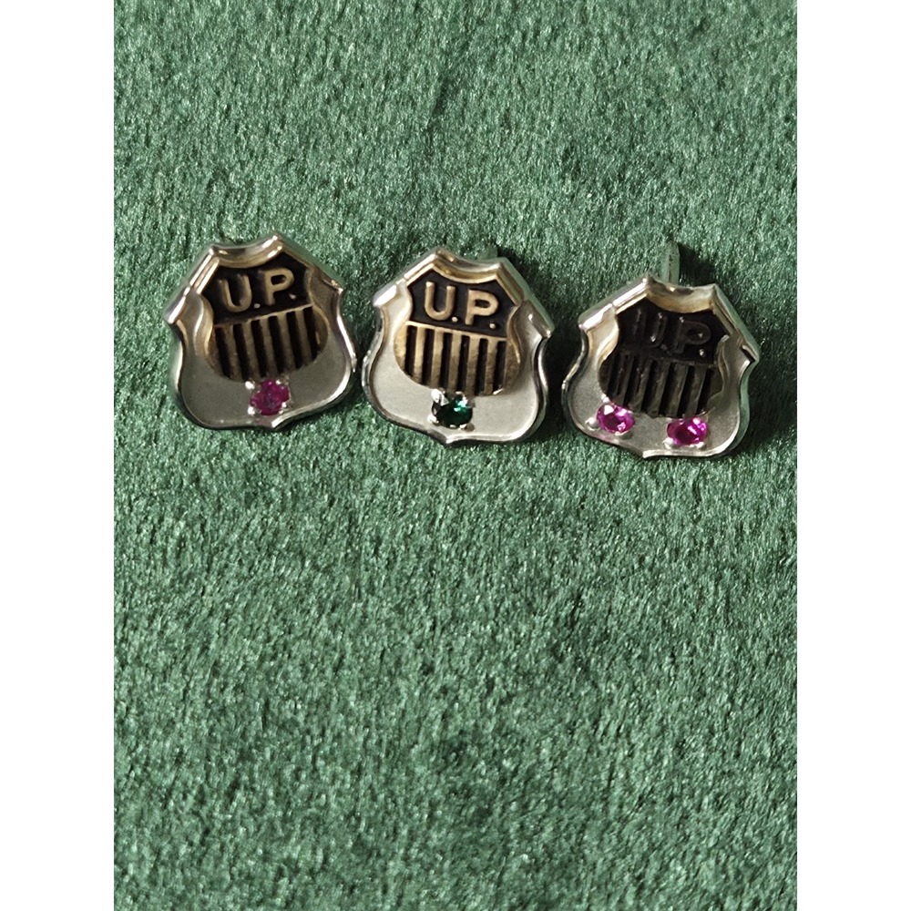 3 Vintage Union Pacific 10k Gold Employee Service Lapel Pin- Tie Tack